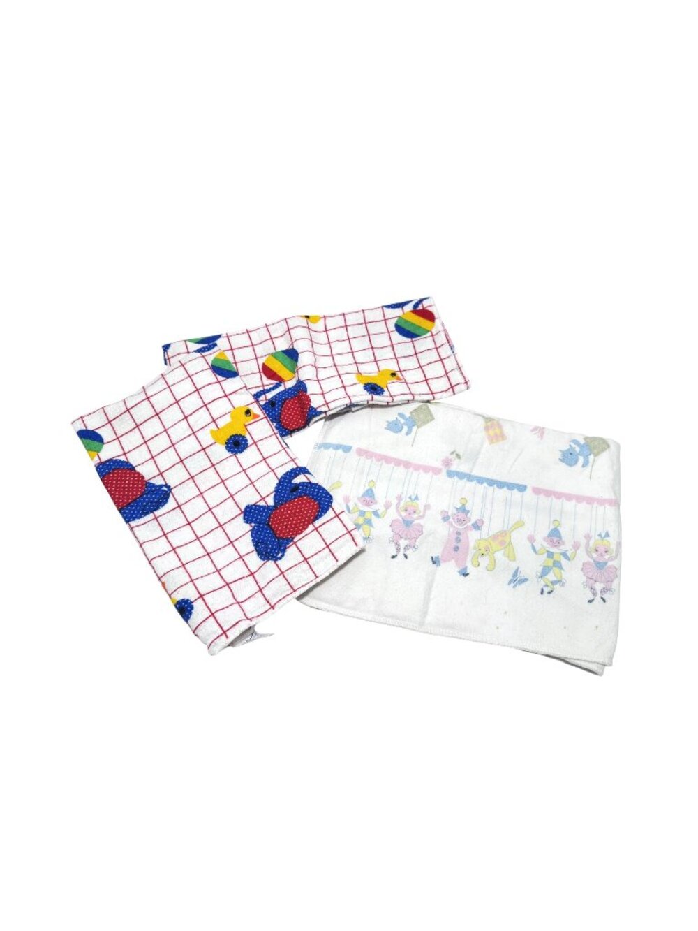 3 Vintage Baby Receiving Blankets 2 Riegel Elephant and 1 Pacific Clowns Cotton